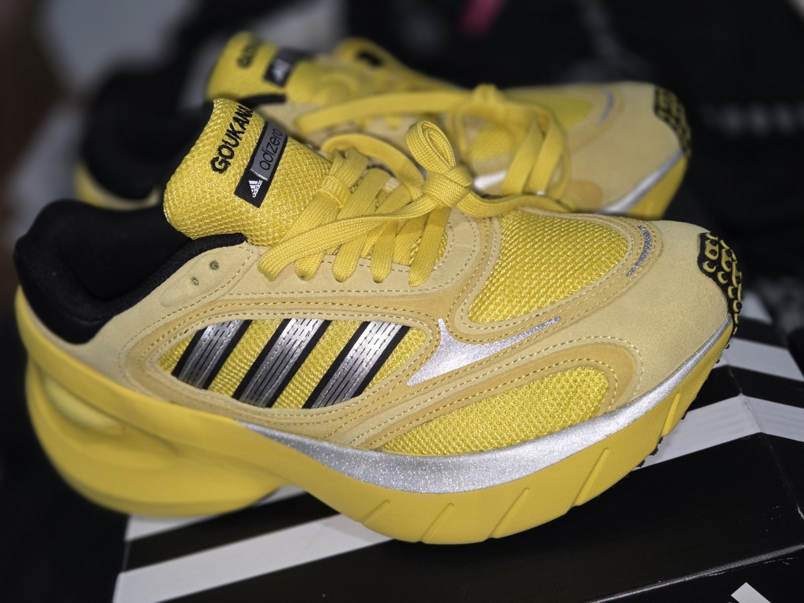adidas Adizero Goukana JP7177 Light Yellow Mesh Men’s Running Sneakers