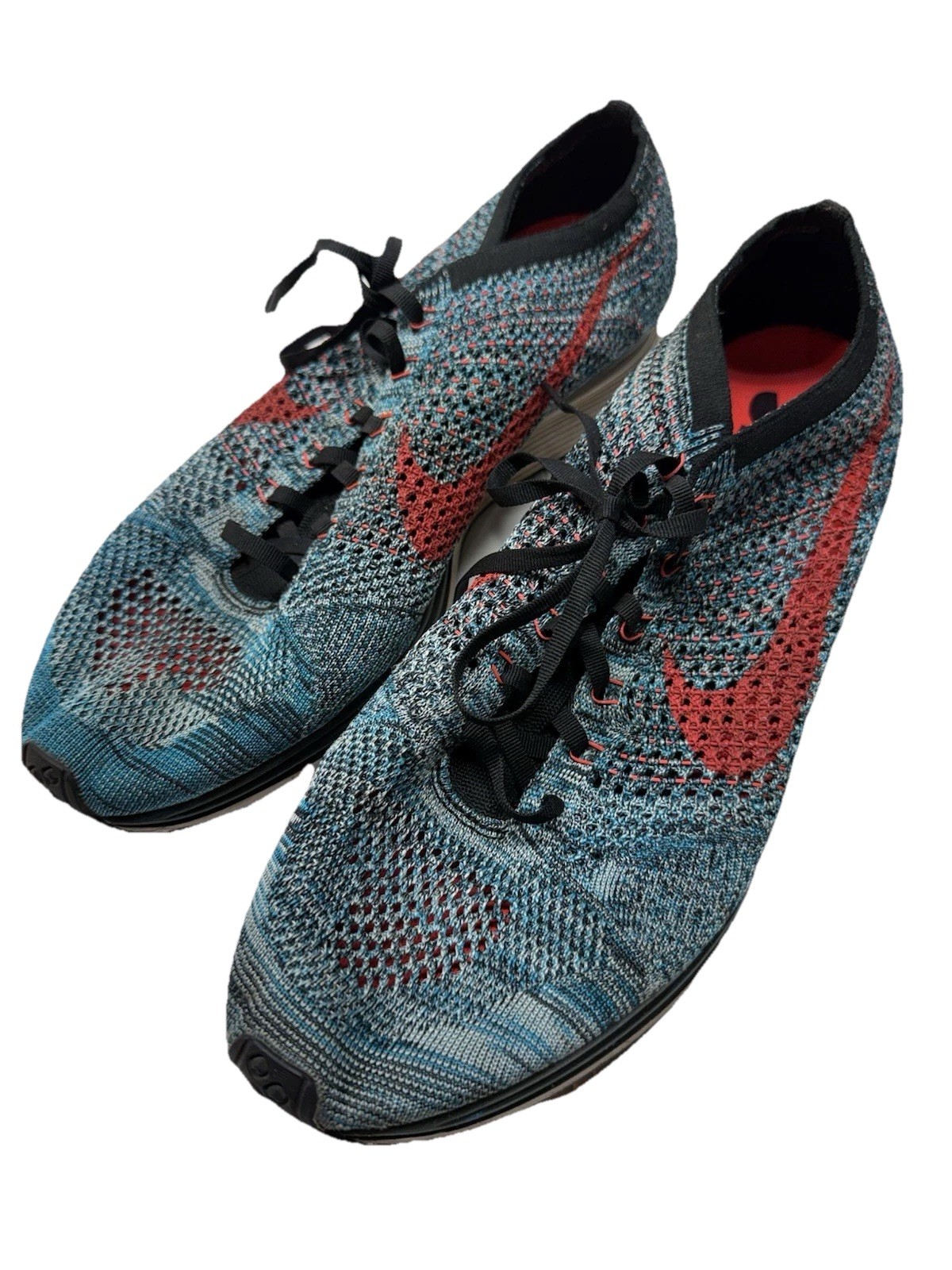 Nike Flyknit Racer Sneakers Men 13 Neo Turquoise Blue Low Top Running 526628-404