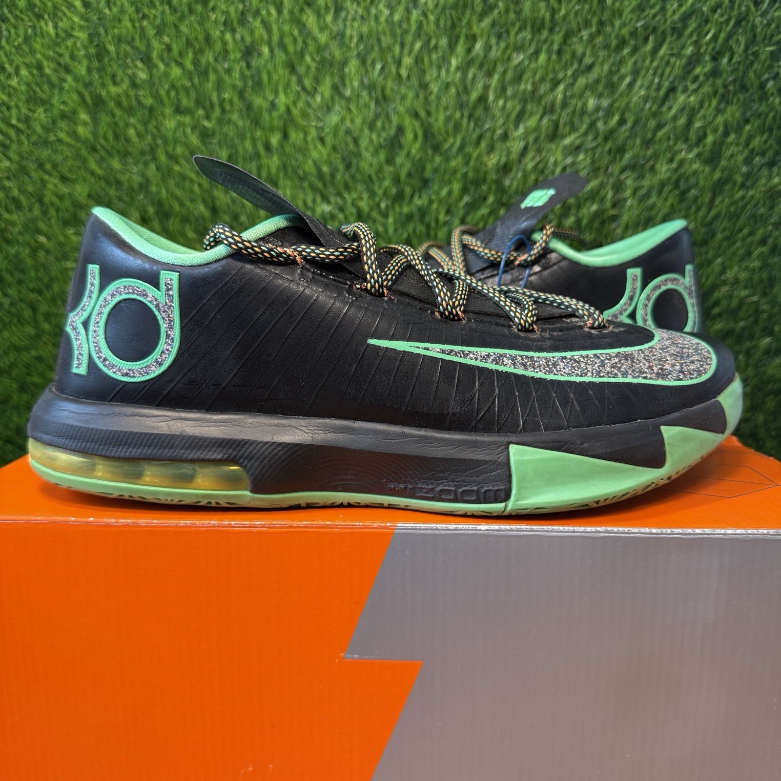 Nike KD 6 VI Night Vision Brazil Black Green Size 8.5 Sneakers w/ Box 599424-093